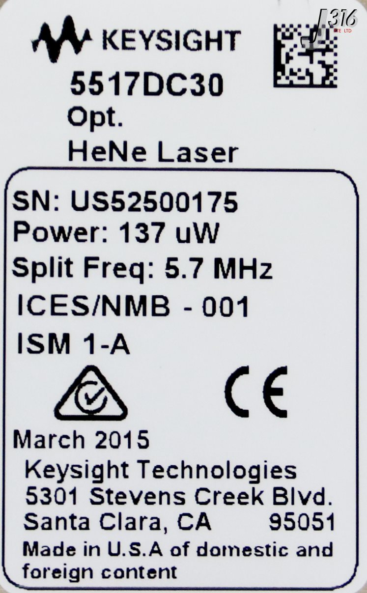 。 36501 KEYSIGHT LASER HEAD, HeNe, 137uW 5.7MHz, ASML 4022.488.01539